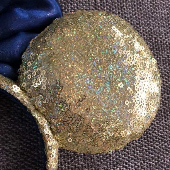 Disney Minnie Mouse Sequined Headband Gold Blue Headband 50th Anniversary - Picture 8 of 16